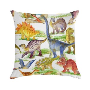 Watercolor Dinosaur Pillow Covers 18x18 Decorative Throw Pillows Soft Square Cushion Covers for Couch Sofa Bedroom - 1 of 1