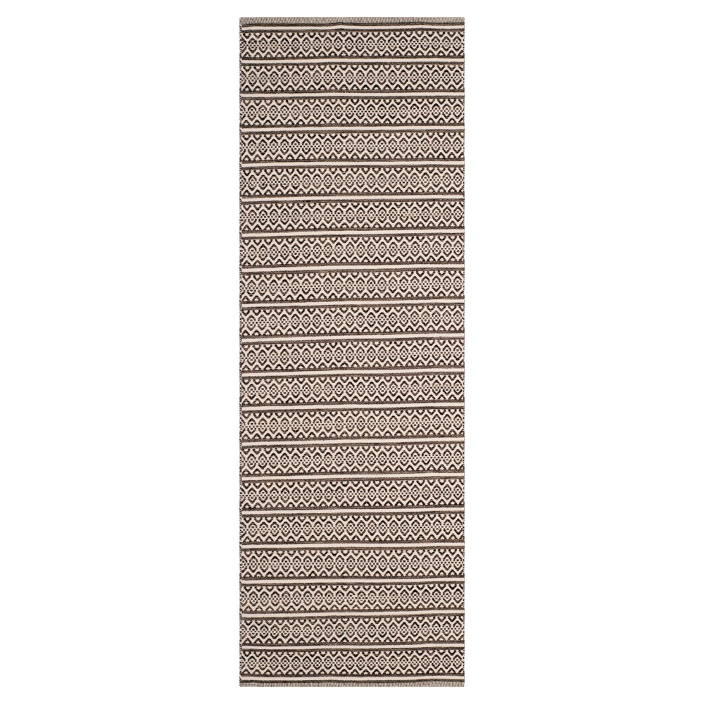 2'3inx8' Runner Ivory/Black Geometric Woven - Safavieh