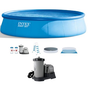 Intex 18’ x 48” Above Ground Swimming Pool and 2500 GPH Cartridge Filter Pump - 1 of 4