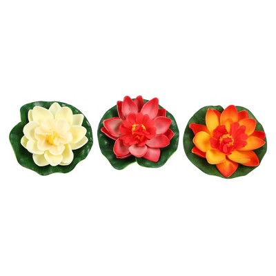 Unique Bargains Artificial Lotus Flower for Garden Ponds Pool Decoration 3 Pcs