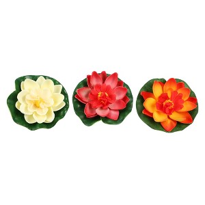 Unique Bargains Artificial Lotus Flower for Garden Ponds Pool Decoration 3 Pcs - 1 of 4
