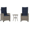 vidaXL 3 Piece Bistro Set with Cushions Gray Poly Rattan - 2 of 4