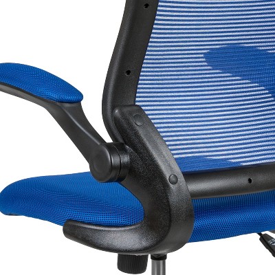 ErgoFlex Mesh Mid-Back Drafting Chair with Adjustable Arms in Blue