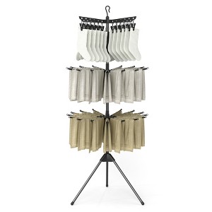 Tangkula 70" Folding Freestanding Tripod Laundry Drying Rack w/ 24 Clips & 32 Rods - 1 of 4