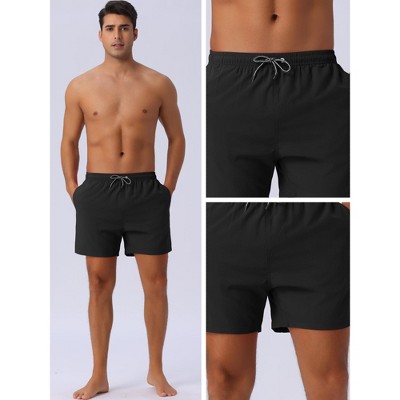 INSPIRE CHIC Men's Drawstring Waist Side Pockets Mesh Lining Beach Swim Trunks Black 32 — фото 4