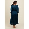 Pinkblush Teal Satin Pleated V-Neck Maternity Maxi Dress - 3 of 3