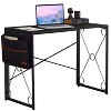 VECELO 39 in. Writing Computer Folding Desk/Sturdy Steel Laptop Table with Storage Bag for Home or Office, Black/Brown/Gray - 2 of 4