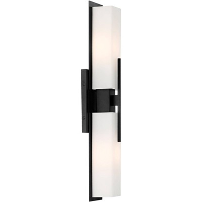 Midtown Black and White Glass 27" Dimmable Wall Light