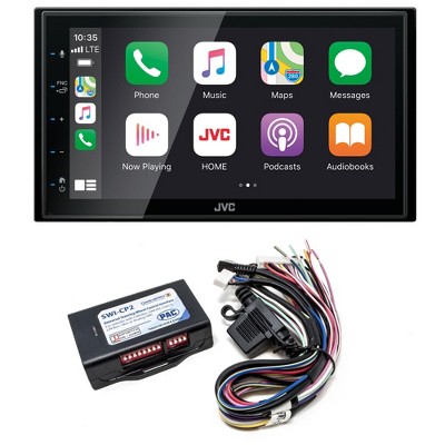 JVC KW-M56BT Digital Media Receiver 6.8" Touch Panel Compatible With Apple CarPlay & Android Auto with PAC SWI-CP2 Steering Wheel Interface