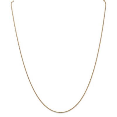 Black Bow Jewelry 1.3mm 14k Yellow Gold Solid Round Snake Chain Necklace