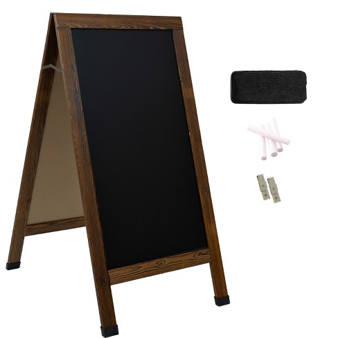 Tableau noir magnétique double face Sunnydaze en forme de A avec cadre en pin - 57" x 27" - image 1 of 4