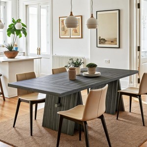 Tribesigns Dining Table for 6, 63" Rectangular Dining Room Table with Heavy Duty Base for Living Room, dining room, Grey - 1 of 4