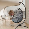 PAGED Indoor Outdoor Wicker Rattan Swing Chair with Pillow and C Type Bracket,Egg Chair for Patio,Porch,Garden,Black+Brown - 2 of 4