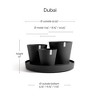 Ecopots Dubai Self Watering Durable Modern Round Indoor/Outdoor Recycled-Based Composite Flower Pot Planters w/Wheels and Saucer, Dark Grey, 22" - 2 of 4