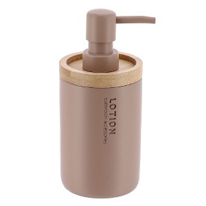 Evideco French Home Goods Elegant Soap Dispenser - Polyresin and Bamboo Design, Refillable Liquid Pump - 1 of 4