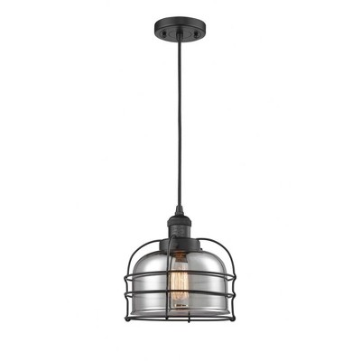 Bell Cage - 1 Light Cord Hung Mini Pendant In Traditional Style-10 Inches Tall and 9 Inches Wide