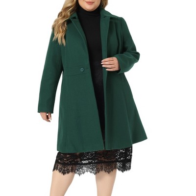 Agnes Orinda Women's Plus Size Notched Lapel Single Breasted Winter Long  Pea Coat Dark Green 1x : Target