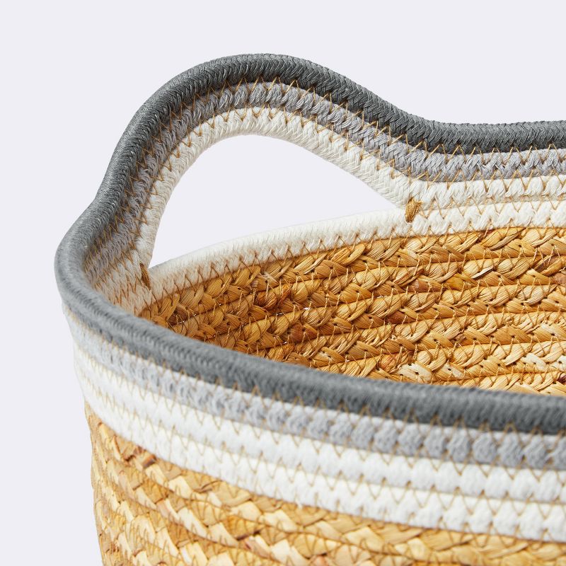 Braided Water Hyacinth Tapered Floor Basket with Coiled Rope Handles - Gray - Cloud Island&#8482;, 4 of 6