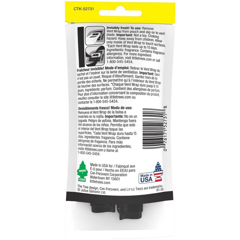 Little Trees 4pk Vent Wrap Black Ice Air Fresheners, 2 of 7