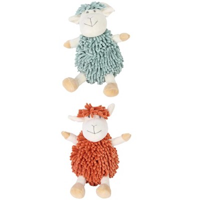 REGALWOVEN Cute Sheep Chenille Soft Absorbent Quick Drying Fuzzy Ball Hand Towel 9" x 13" 2 Pcs