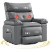 Oversized PU Leather Power Swivel Rocker Recliner Chair with Massage Function, Ergonomic Design Featuring 1.5X Sponge Filling and Side Pocket - 2 of 4