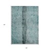 Teal Blue Aqua And Charcoal Abstract Washable Indoor Outdoor Area Rug - 3 of 4