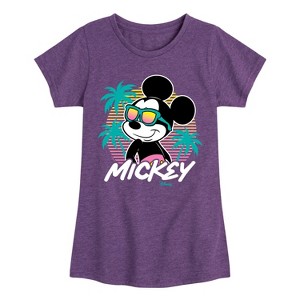 Girls' - Disney - Mickey Sunset Shades Fitted Short Sleeve Graphic T-Shirt - 1 of 4