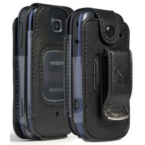Nakedcellphone Case for Kyocera Cadence 4G LTE Flip Phone (S2720) - Vegan Leather with Belt Clip - Black - 1 of 4