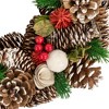 Northlight White Wooden Rose and Pine Cone Artificial Christmas Wreath - 14" - Unlit - 3 of 4