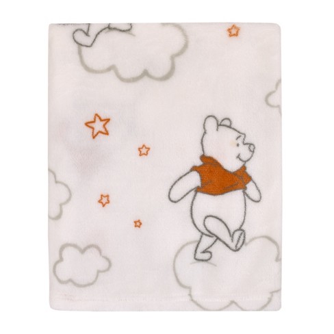 Disney Baby Winnie the Pooh Hugs Gray Soft Fleece Baby Blanket