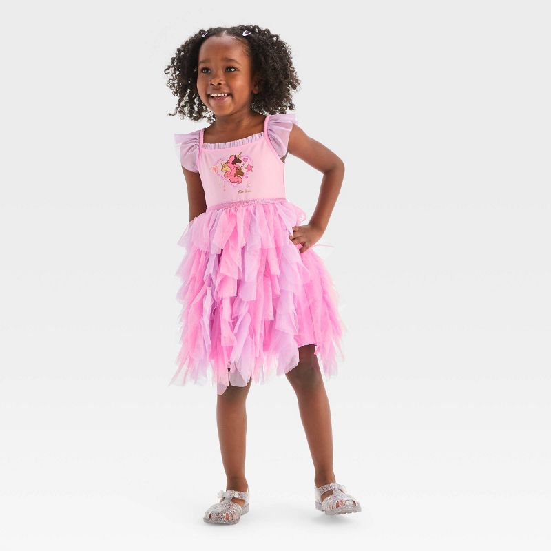 Toddler Girls&#39; Afro Unicorn Skater Dress - Lilac Purple/Pink, 1 of 8