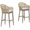 PURPLE LEAF Outdoor Bar Stools Set of 2 Patio Metal Modern Wicker Bar Chairs Woven Aluminum Barstools - 2 of 4