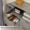 USIKEY Bathroom Cabinet, Storage Cabinet with 2 Adjustable Drawers & Barn Doors, Standing Cupboard with 2 Shelf for Living Room, Home Office, Gray - 3 of 4