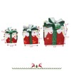 SEVOBAL Decorative Holiday Scene Props, 3-Piece Frosted Gift Box Set with Glitter Accents for Seasonal Indoor and Outdoor, Red, 8.66"*8.66"*8.66" - 3 of 4
