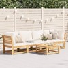 vidaXL 4 Piece Patio Lounge Set - Solid Acacia Wood with Cushions, Modular Design for Garden/Outdoor Deck - 3 of 4