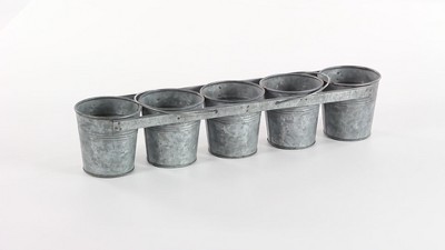 23" Gray Iron 5-Pail Farmhouse Planter with Arched Handles