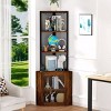Angel Sar Corner Shelf with Doors, 65" Corner Cabinet with Wine Glass Rack and Charging Station, 6-Tier Freestanding Storage for Kitchen, Living Room - 2 of 4