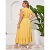 Womens Plus Size Casual Sleeveless Maxi Dress Ruffle Sleeve A Line Swing Summer Maxi Dress with Pockets - 2 of 4
