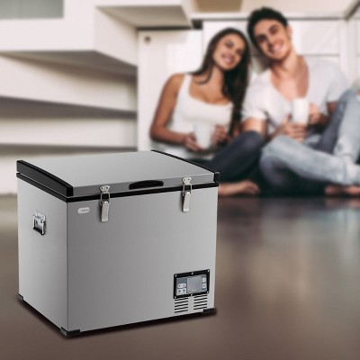 Compact Black and Gray Smart RV Refrigerator Freezer