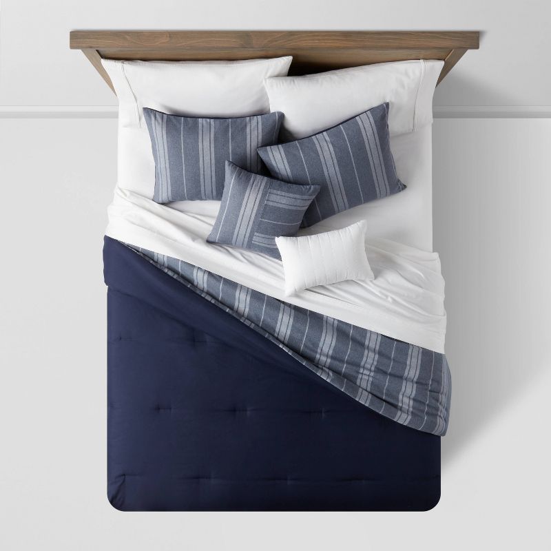 5pc Reversible Heathered Herringbone Stripe Comforter Set - Threshold™, 4 of 11
