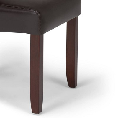 Dark Brown Faux Leather Tufted Parsons Side Chair Set