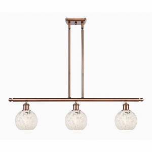 White Mouchette - 3 Light Stem Hung Island In Modern Style-8.5 Inches Tall and 36 Inches Wide - 1 of 1