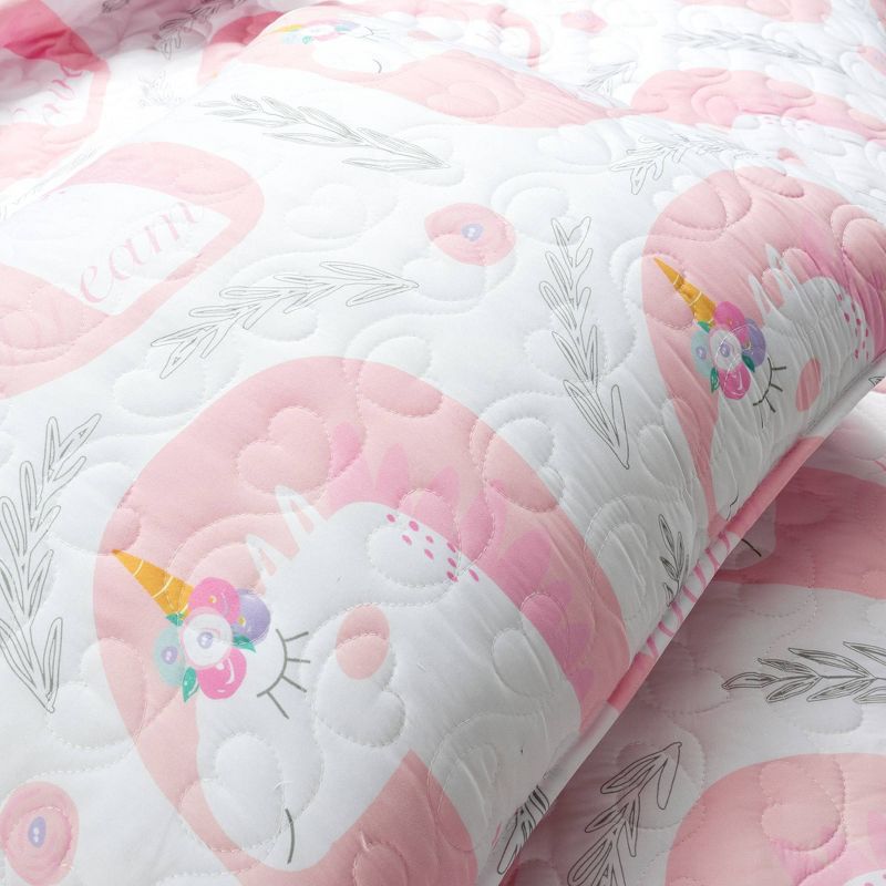 Kids' Inspirational Unicorn Reversible Quilt Set Pink - Lush Décor, 5 of 9