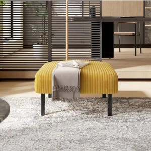 Lyngins Corduroy Fabric Ottoman Bench, Soft Foot Stool, Square Entryway Bench (Sturdy Solid Wood Frame, Non-Slip Feet for Living Room/Bedroom) - 1 of 4