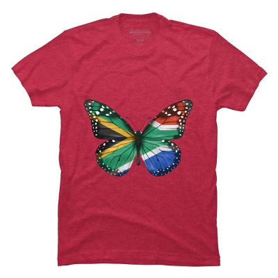 Men's Design By Humans Butterfly Flag Of South Africa By GiftsIdeas T-Shirt