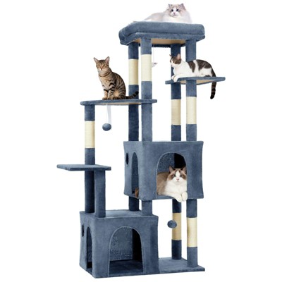 61" Cat Tree for Large Cats – Heavy-Duty Tower for Adult Cats with Oversized Perch, 2 Condos, Sisal Scratching Posts & Hanging Toys