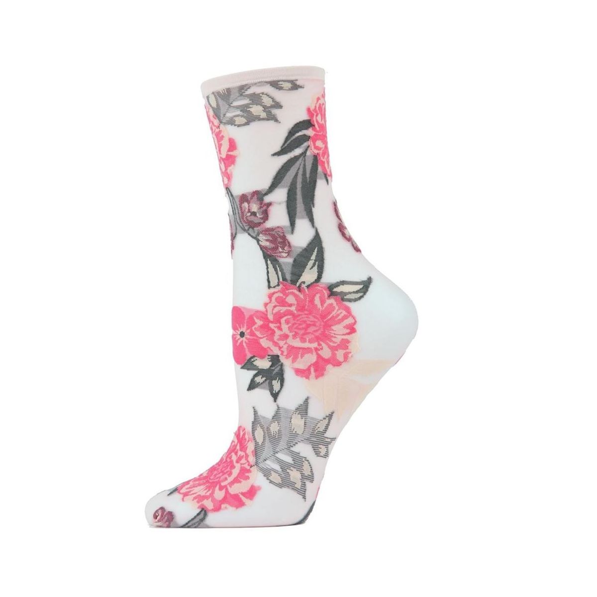 Memoi Botanic Bunches Sheer See-Through Anklet Socks