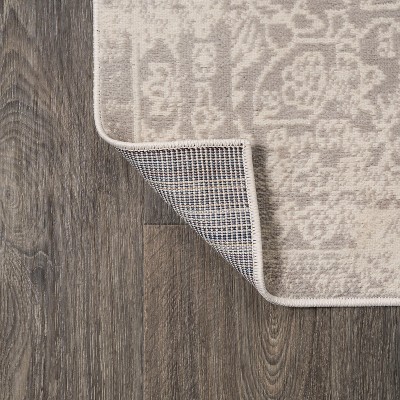 Ivory Rectangular Stain-Resistant Synthetic Area Rug, 5'x8'