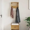 Aghana Digitals Rustic Solid Pine Wood Wall-Mounted Coat Rack - Brown Rectangular, Durable Hallway - 3 of 4