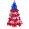 6 FT Patriotic Artificial Christmas Tree, Hinged Tree 4th of July Patriotic Decorations with 900 Branch Tips and Sturdy Metal Stand, Red & White - 3 of 4